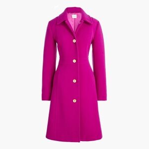 NWT J.Crew Factory Lady Day magenta Button-Up Coat sz. 6